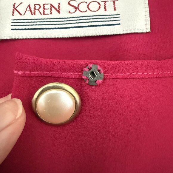 Vintage 80s NWT Karen Scott Fuchsia Blouse | Size 10 - Picture 5 of 12